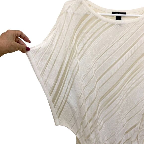 WHITE HOUSE BLACK MARKET Drawstring Waist White Sweater Blouse Top Size M - Picture 5 of 8